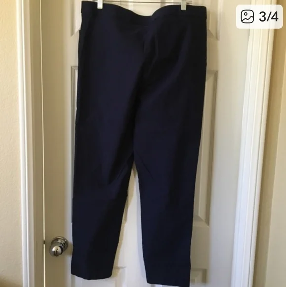 Alfred Dunner Navy Pants Size 16 Women's Flat Front Pull On Elastic Waist Blue - Picture 6 of 8